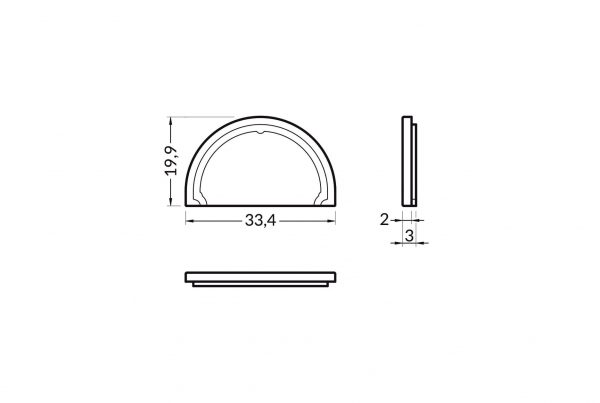 Halfronde eindkap voor LED LINE 3600 (2 stuks)