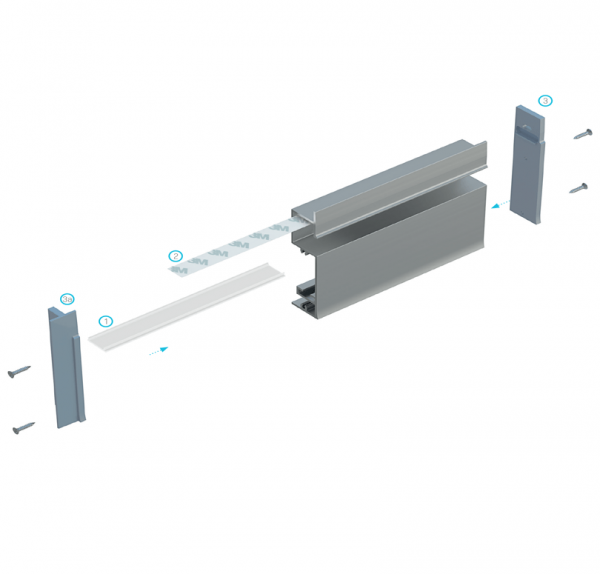 Aluminium overgangseindkap 'links' voor LED LINE 4500, met draaddoorvoer