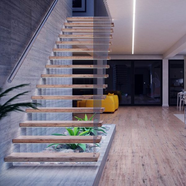 led stripprofiel led line 600 ingebouwd in de trap