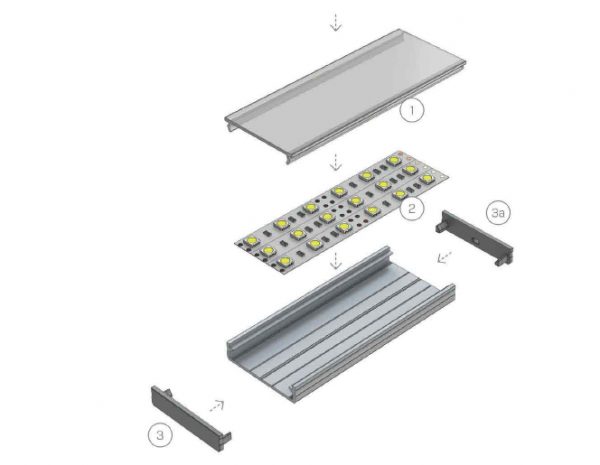 alle onderdelen van led profiel led line 900