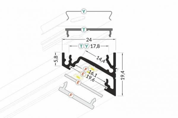 constructie tekening led profiel led line 170