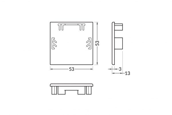 Afmetingen eindkappen ledstripprofiel led line 4200