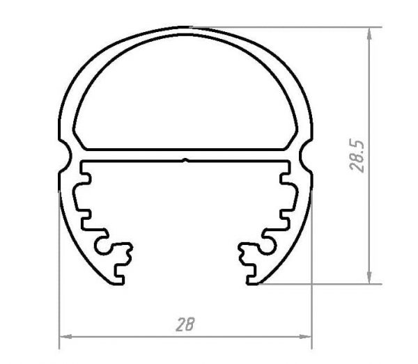 tekening led profiel slide line oval