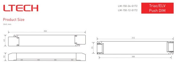 TRIAC DIMBARE LED STRIP VOEDING 24V 150W 6.25A - Afbeelding 3