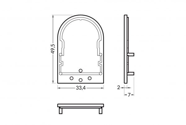 Halfronde eindkap voor LED LINE 4100 (2 stuks)