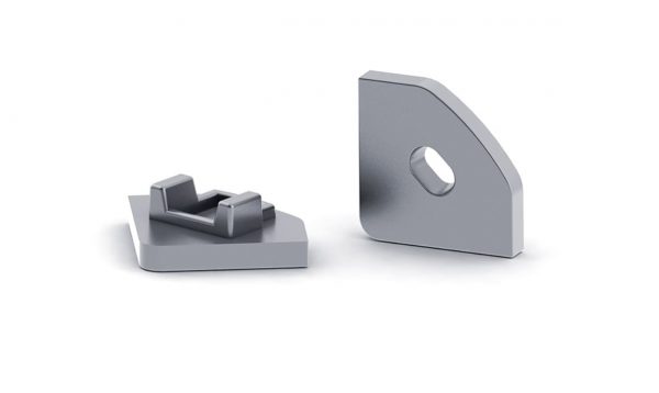 Aluminium eindkap ALU 45 graden, met kabeldoorvoer