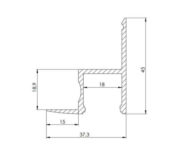 constructie tekening led profiel pro line plafondprofiel